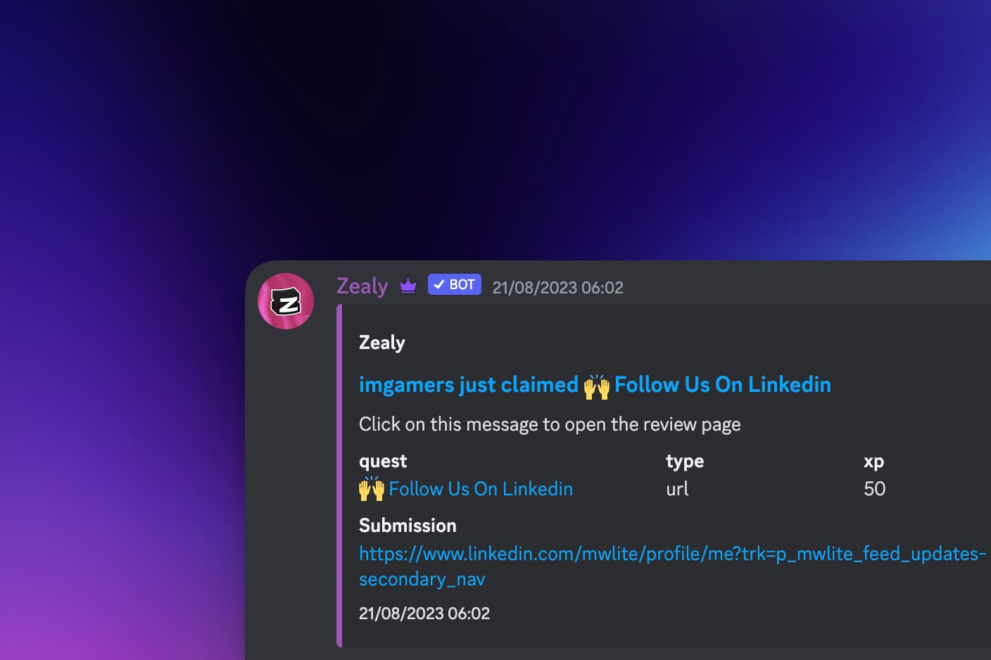 Discord bot embeds