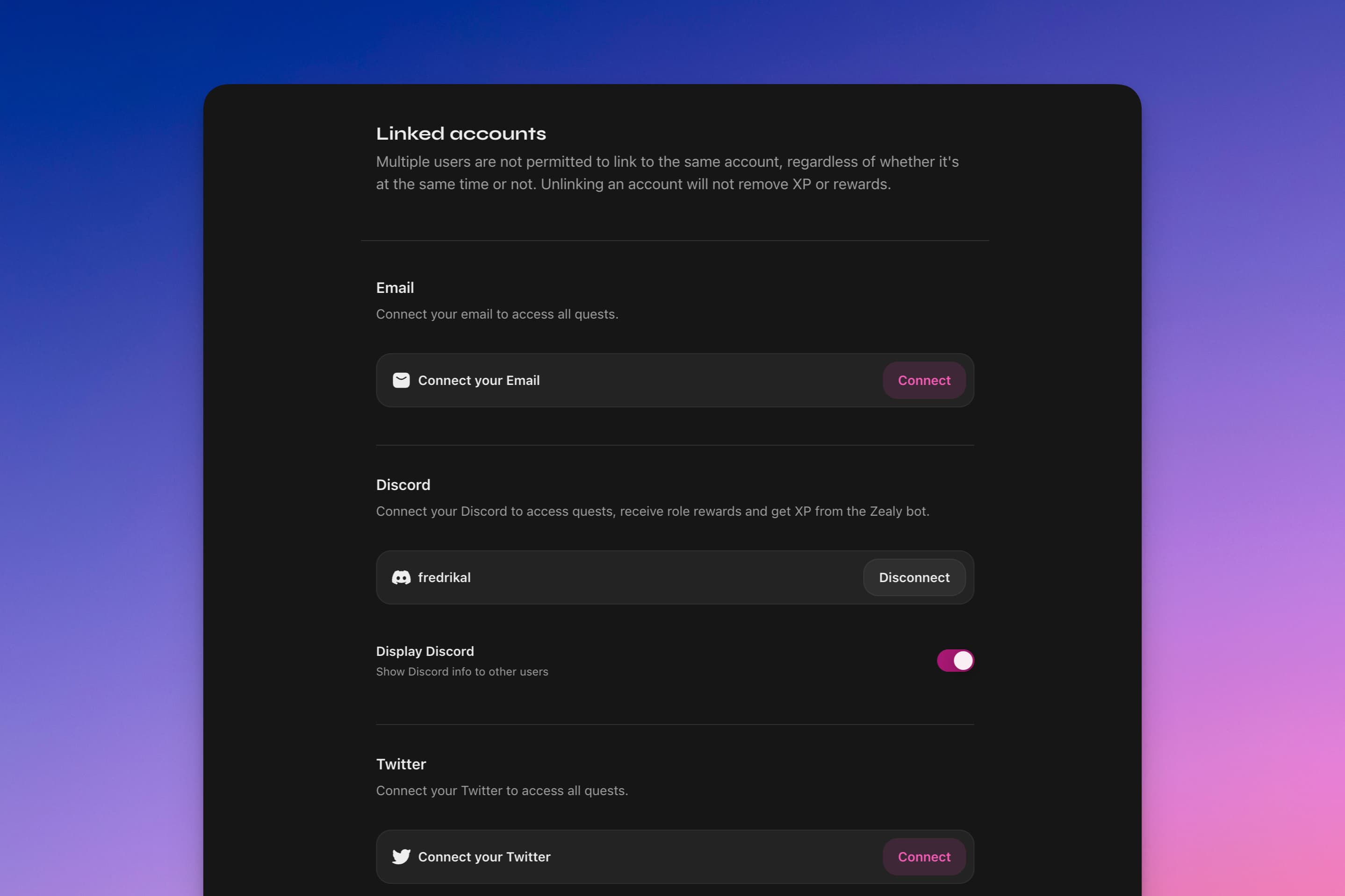 Linked accounts