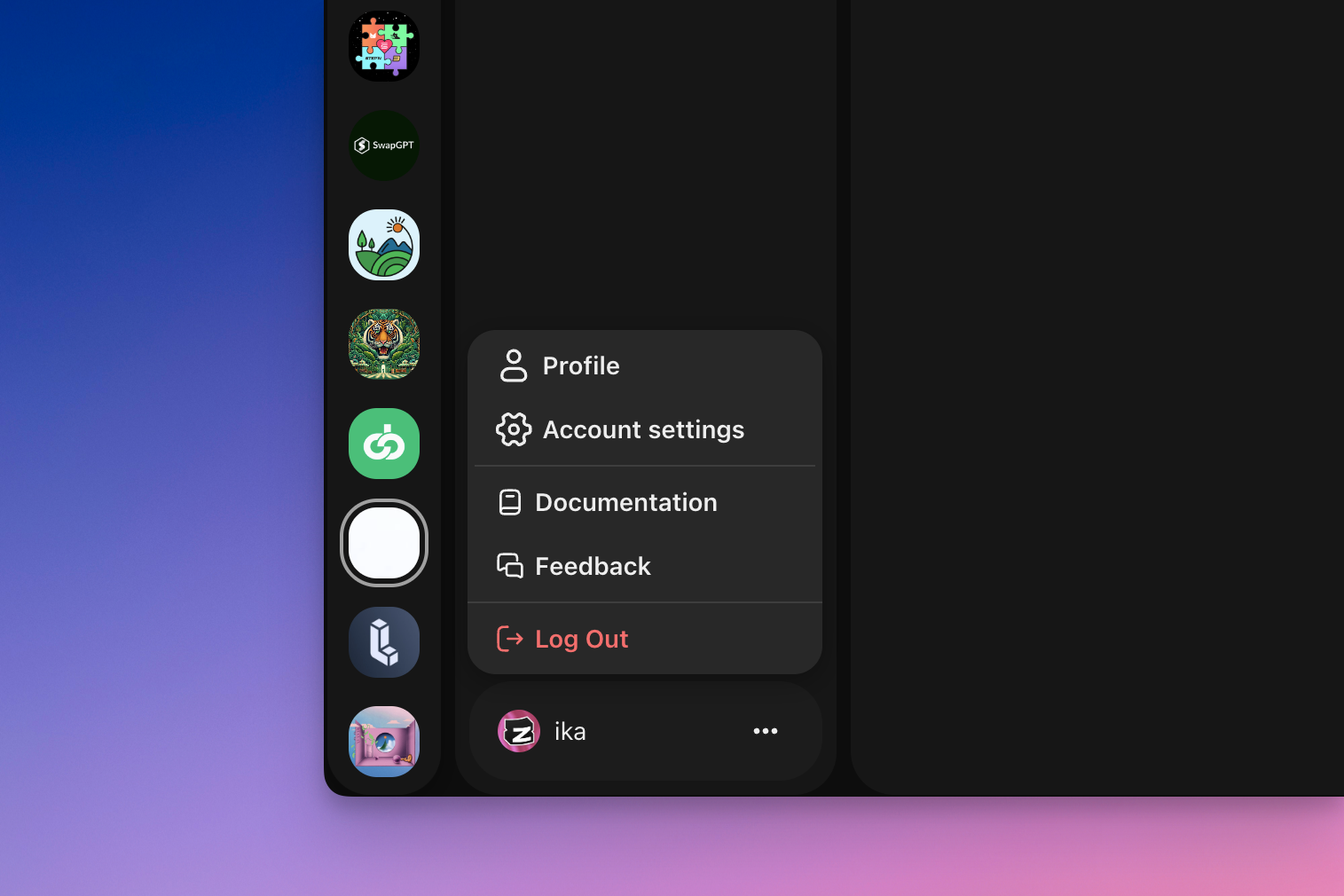Settings link
